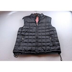 RuffHewn Womens Black Down Puffer Vest Quilted Ripstop Pink Lining Size Large